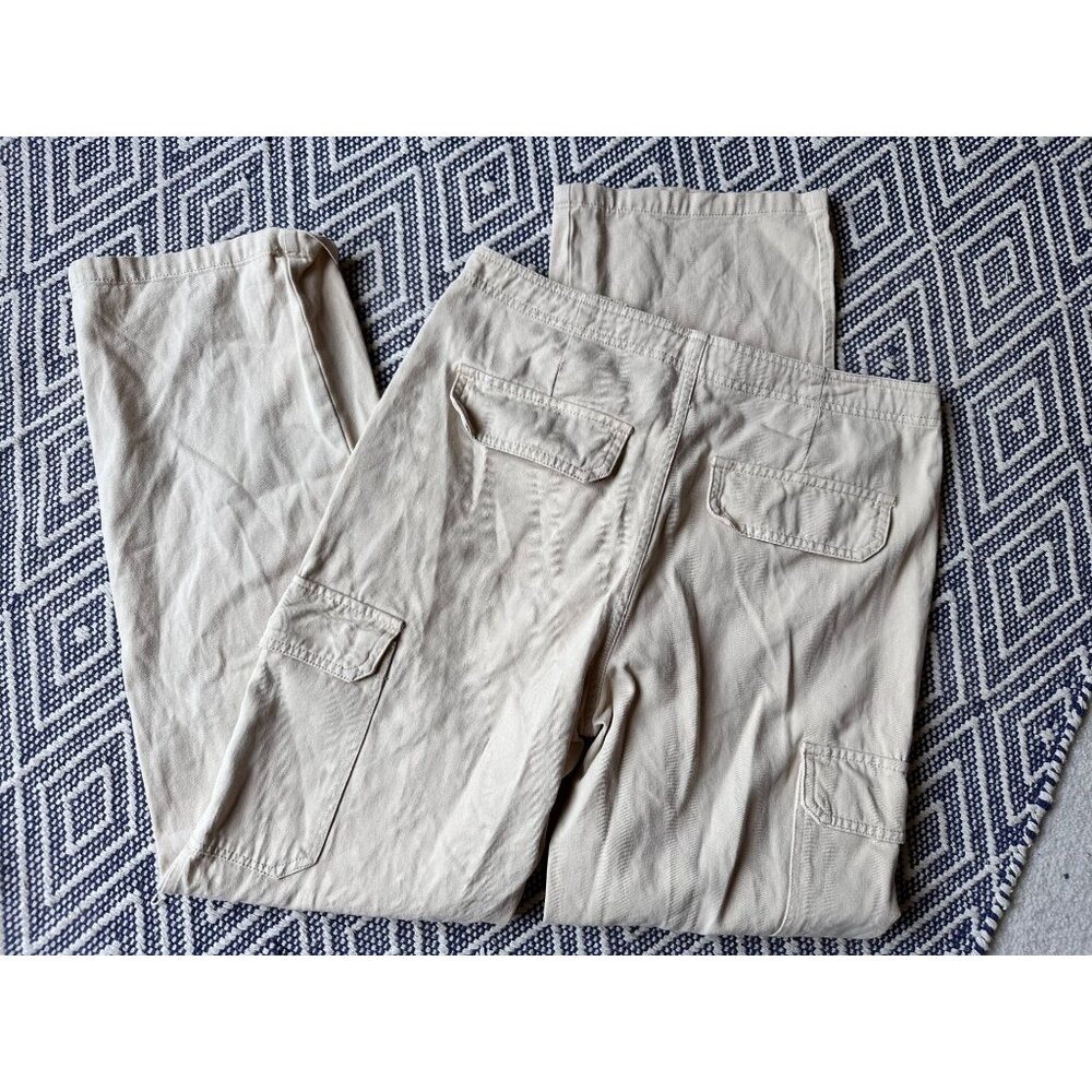 Ladies Signature 8 beige cargo jeans and Zara ribbed L/S crop top SMALL - Picture 9 of 9